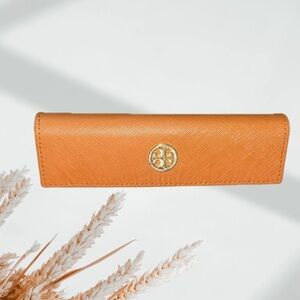 Tory Burch Orange Leather Eyeglass Case